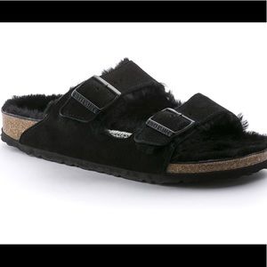 Black Fuzzy Birkenstocks